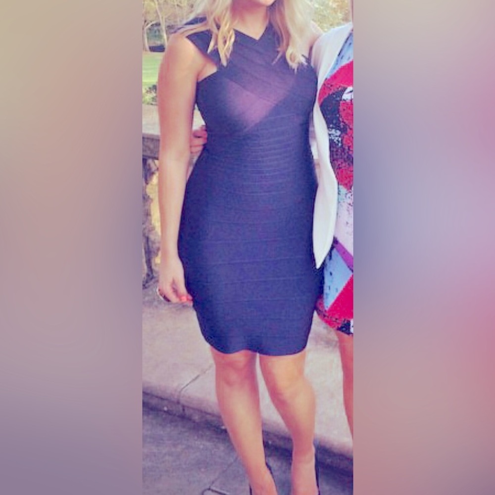 Herve Leger bondage bodycon dress